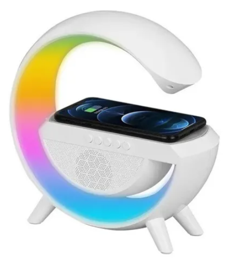 Lámpara De Mesa Rgb Parlante Bluetooh + Cargador Inalámbrico Negro